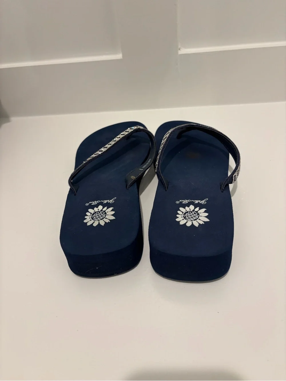 Yellow Box Navy Rhinestone Flip Flop Sandals - Picture 3 of 8